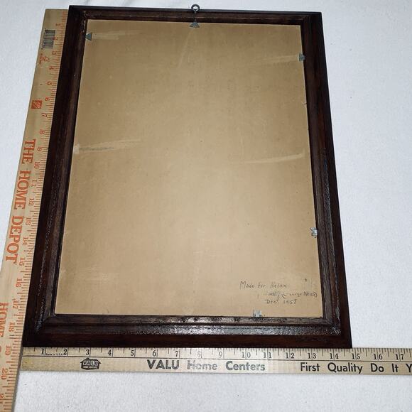 Vtg Jesus Paint By Number Art Completed Real Wood Frame PBN Painting 1958 Good - Picture 8 of 9